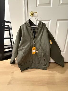 Carhartt Men’s Olive Green Hooded Zip-Up Jacket